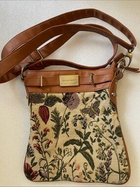 Braciano Brown Floral Tapestry Crossbody Bag